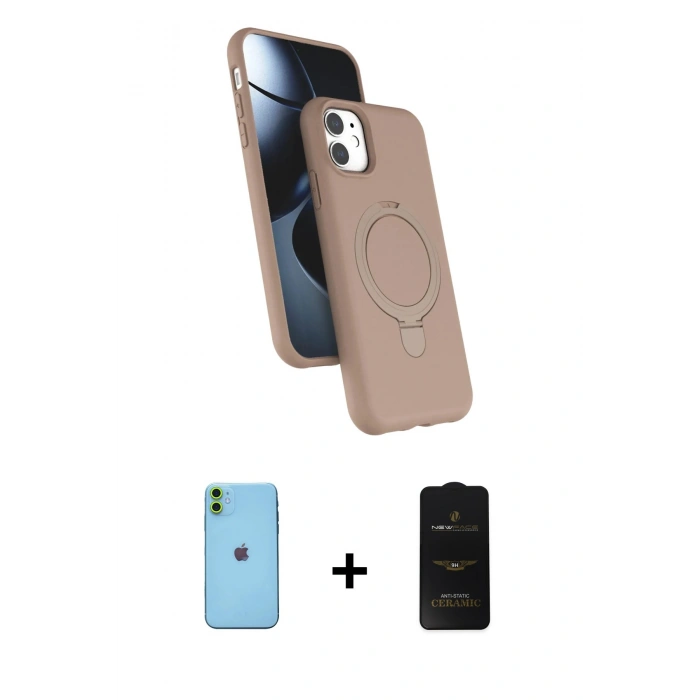 MARSİLYAN™- iPhone 11 Kılıf İz Işık Koleksiyonu - Siyah 6D Antistatik Mat Seramik Hayalet Nano Ekran Koruyucu + Neon Fosforlu Kamera Lens - YL