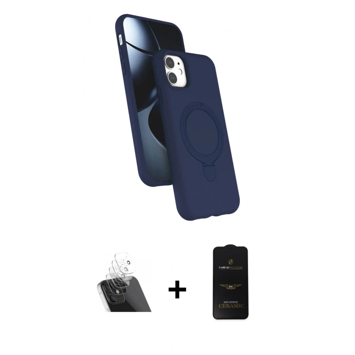 MARSİLYAN™- iPhone 11 Kılıf İz Işık Koleksiyonu - Siyah 6D Antistatik Mat Seramik Hayalet Nano Ekran Koruyucu + Kamera Lens Koruma Cam - SF