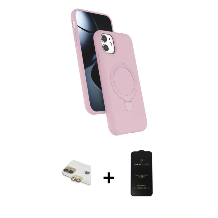 MARSİLYAN™- iPhone 11 Kılıf İz Işık Koleksiyonu - Siyah 6D Antistatik Mat Seramik Hayalet Nano Ekran Koruyucu + Pers Alüminyum Kamera Lens - GD