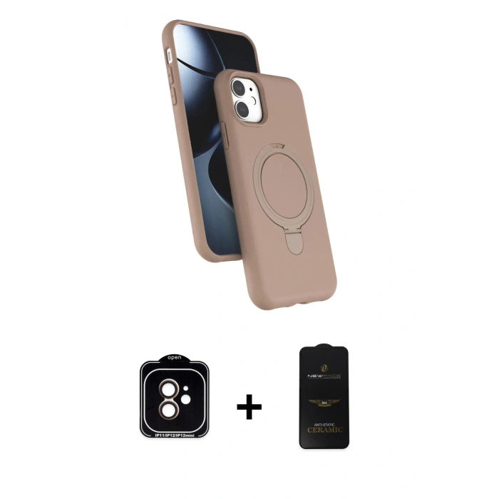 MARSİLYAN™- iPhone 11 Kılıf İz Işık Koleksiyonu - Siyah 6D Antistatik Mat Seramik Hayalet Nano Ekran Koruyucu + PVD Metal Kamera Lens - TU