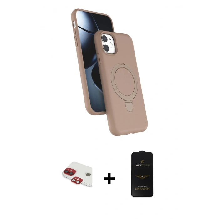 MARSİLYAN™- iPhone 11 Kılıf İz Işık Koleksiyonu - Siyah 6D Antistatik Mat Seramik Hayalet Nano Ekran Koruyucu + Pers Alüminyum Kamera Lens - KI