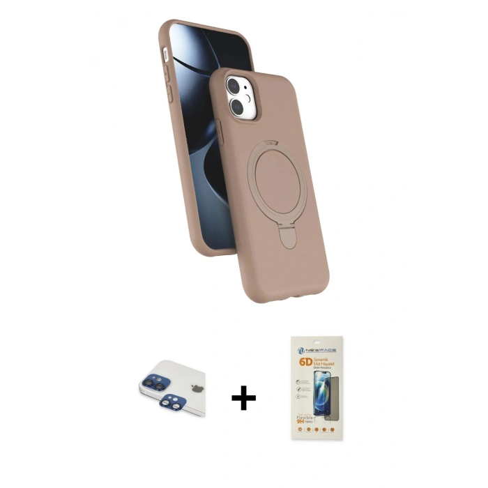 MARSİLYAN™- iPhone 11 Kılıf İz Işık Koleksiyonu - Siyah 6D Mat Seramik Hayalet Nano Ekran Koruyucu + Pers Alüminyum Kamera Lens - LT