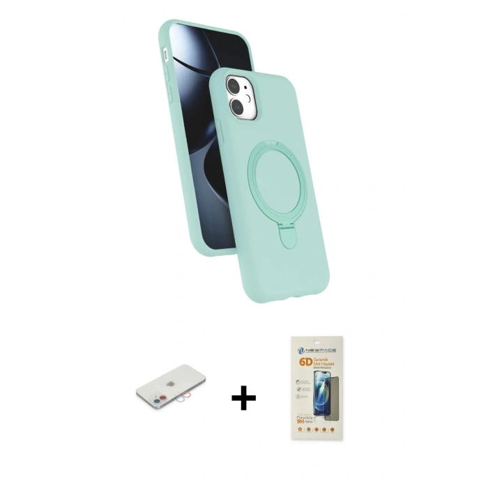 MARSİLYAN™- iPhone 11 Kılıf İz Işık Koleksiyonu - Siyah 6D Mat Seramik Hayalet Nano Ekran Koruyucu + Renkli Kamera Lens Koruma Cam - PE