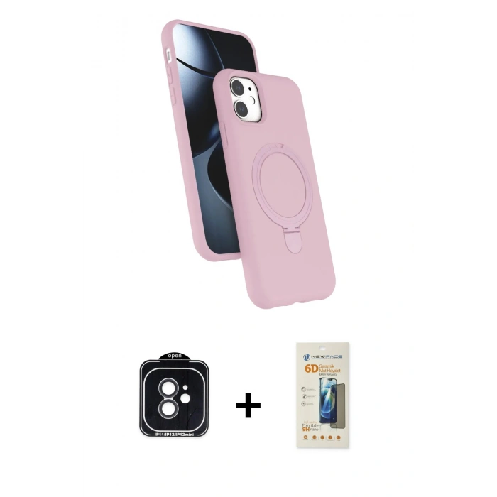 MARSİLYAN™- iPhone 11 Kılıf İz Işık Koleksiyonu - Siyah 6D Mat Seramik Hayalet Nano Ekran Koruyucu + PVD Metal Kamera Lens - SH