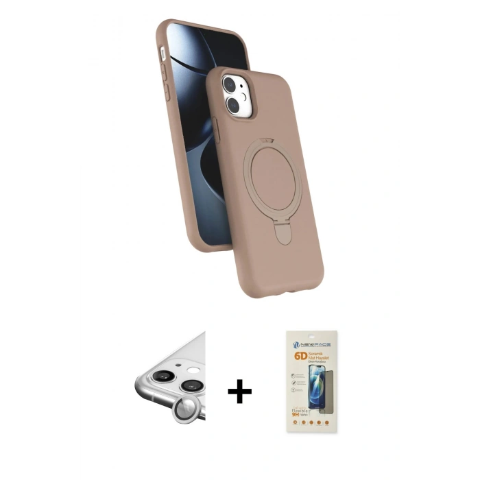 MARSİLYAN™- iPhone 11 Kılıf İz Işık Koleksiyonu - Siyah 6D Mat Seramik Hayalet Nano Ekran Koruyucu + Raze Metal Kamera Lens - GS