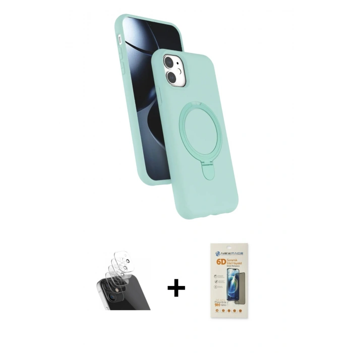 MARSİLYAN™- iPhone 11 Kılıf İz Işık Koleksiyonu - Siyah 6D Mat Seramik Hayalet Nano Ekran Koruyucu + Şeffaf Kamera Lens Koruma Cam