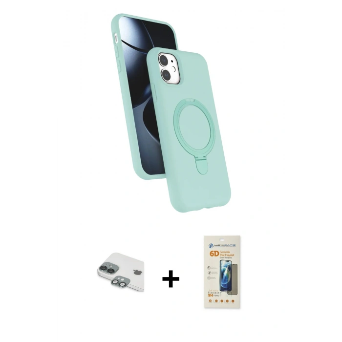MARSİLYAN™- iPhone 11 Kılıf İz Işık Koleksiyonu - Siyah 6D Mat Seramik Hayalet Nano Ekran Koruyucu + Pers Alüminyum Kamera Lens - YL