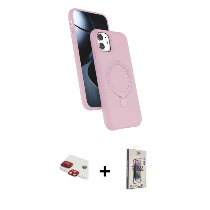 MARSİLYAN™- iPhone 11 Kılıf İz Işık Koleksiyonu - Siyah Bilvis 3D Cam Ekran Koruyucu + Pers Alüminyum Kamera Lens - KI