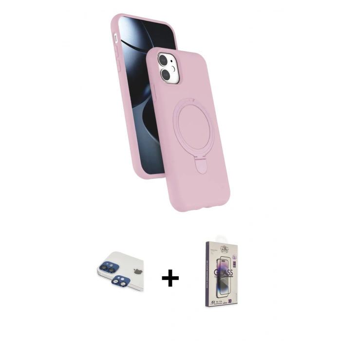 MARSİLYAN™- iPhone 11 Kılıf İz Işık Koleksiyonu - Siyah Bilvis 3D Cam Ekran Koruyucu + Pers Alüminyum Kamera Lens - LT