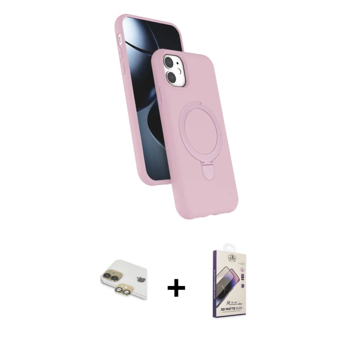 MARSİLYAN™- iPhone 11 Kılıf İz Işık Koleksiyonu - Siyah Bilvis 3D Mat Cam Ekran Koruyucu + Pers Alüminyum Kamera Lens - GD