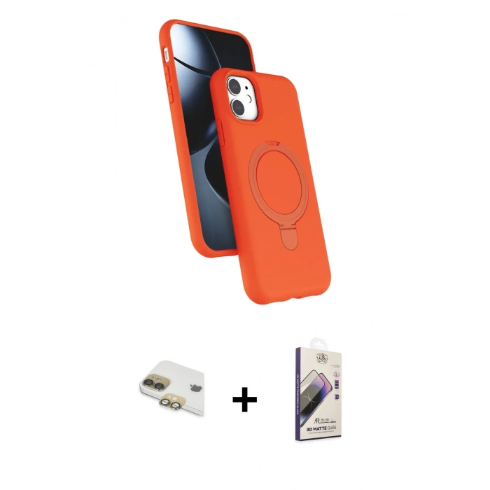 MARSİLYAN™- iPhone 11 Kılıf İz Işık Koleksiyonu - Siyah Bilvis 3D Mat Cam Ekran Koruyucu + Pers Alüminyum Kamera Lens - GD