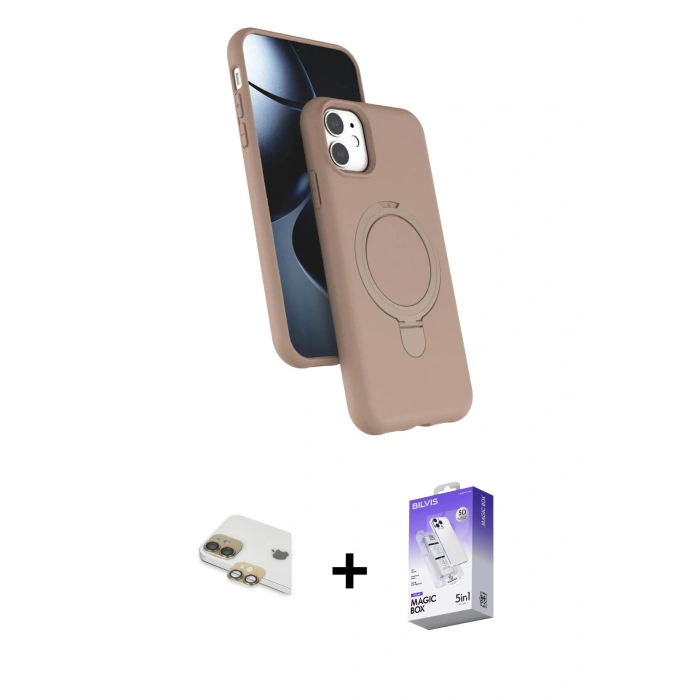 MARSİLYAN™- iPhone 11 Kılıf İz Işık Koleksiyonu - Siyah Bilvis 5in1 3D Magic Cam Ekran Koruyucu + Pers Alüminyum Kamera Lens - GD