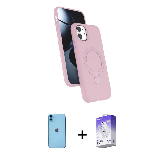 MARSİLYAN™- iPhone 11 Kılıf İz Işık Koleksiyonu - Siyah Bilvis 5in1 3D Magic Cam Ekran Koruyucu + Neon Fosforlu Kamera Lens - MI