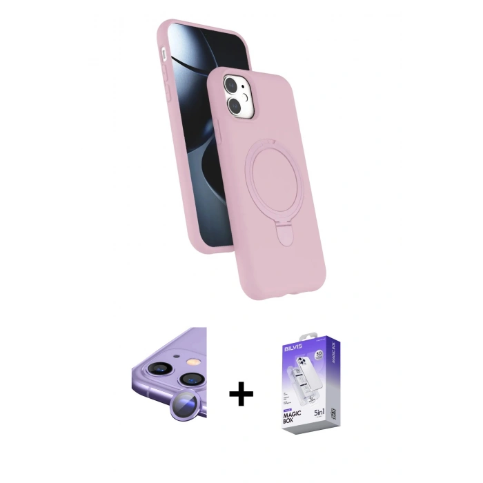 MARSİLYAN™- iPhone 11 Kılıf İz Işık Koleksiyonu - Siyah Bilvis 5in1 3D Magic Cam Ekran Koruyucu + Raze Metal Kamera Lens - MR