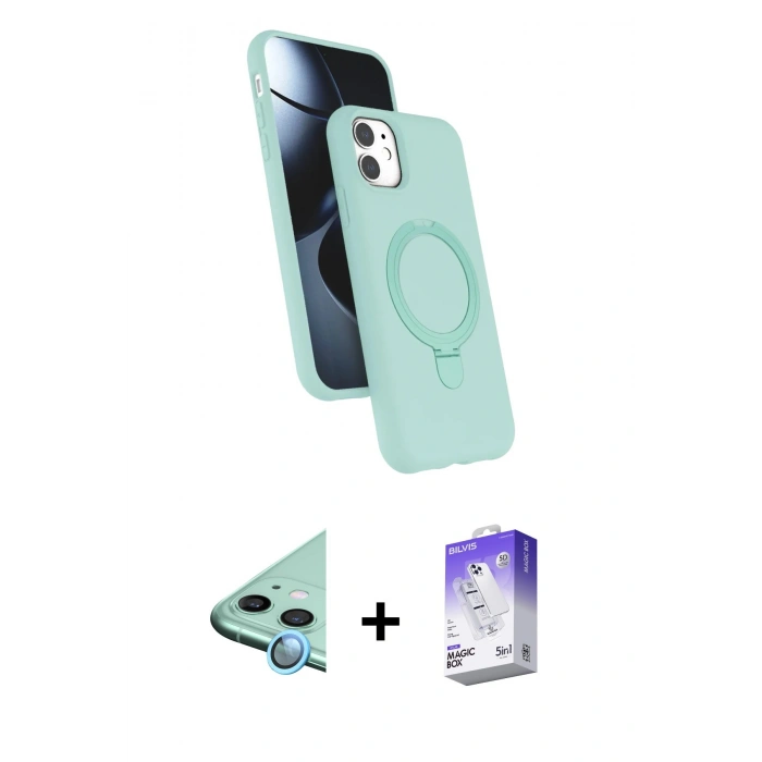 MARSİLYAN™- iPhone 11 Kılıf İz Işık Koleksiyonu - Siyah Bilvis 5in1 3D Magic Cam Ekran Koruyucu + Raze Metal Kamera Lens - MI
