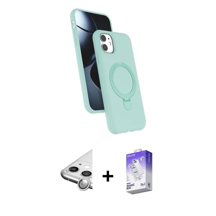 MARSİLYAN™- iPhone 11 Kılıf İz Işık Koleksiyonu - Siyah Bilvis 5in1 3D Magic Cam Ekran Koruyucu + Raze Metal Kamera Lens - GS