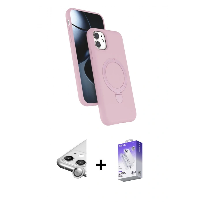 MARSİLYAN™- iPhone 11 Kılıf İz Işık Koleksiyonu - Siyah Bilvis 5in1 3D Magic Cam Ekran Koruyucu + Raze Metal Kamera Lens - GS