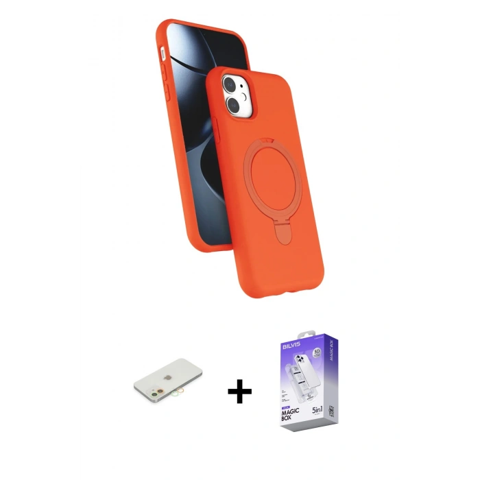 MARSİLYAN™- iPhone 11 Kılıf İz Işık Koleksiyonu - Siyah Bilvis 5in1 3D Magic Cam Ekran Koruyucu + Renkli Kamera Lens Koruma Cam - TU