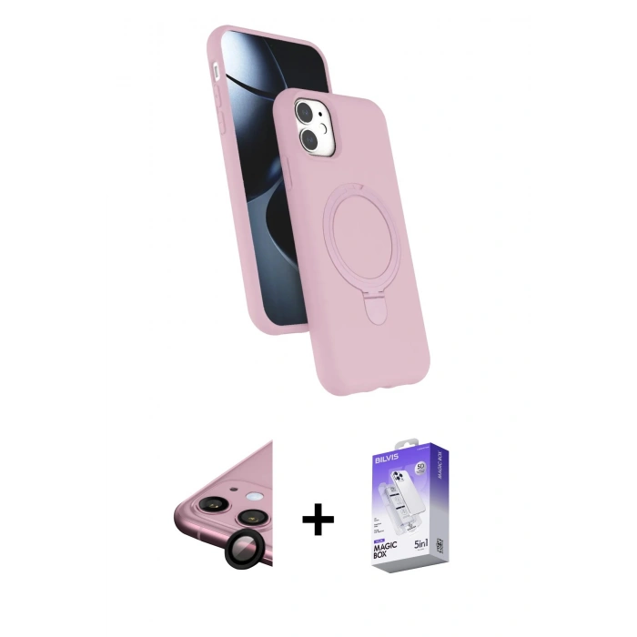 MARSİLYAN™- iPhone 11 Kılıf İz Işık Koleksiyonu - Siyah Bilvis 5in1 3D Magic Cam Ekran Koruyucu + Raze Metal Kamera Lens - SH
