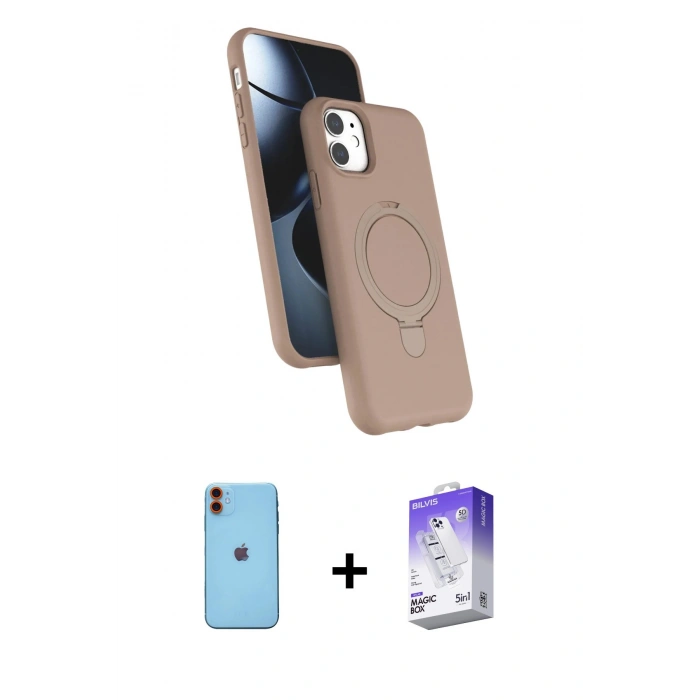 MARSİLYAN™- iPhone 11 Kılıf İz Işık Koleksiyonu - Siyah Bilvis 5in1 3D Magic Cam Ekran Koruyucu + Neon Fosforlu Kamera Lens - TU