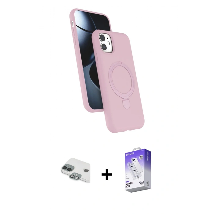 MARSİLYAN™- iPhone 11 Kılıf İz Işık Koleksiyonu - Siyah Bilvis 5in1 3D Magic Cam Ekran Koruyucu + Pers Alüminyum Kamera Lens - YL