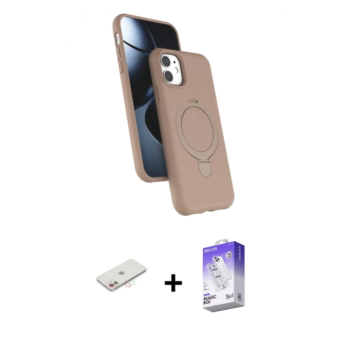 MARSİLYAN™- iPhone 11 Kılıf İz Işık Koleksiyonu - Siyah Bilvis 5in1 3D Magic Cam Ekran Koruyucu + Renkli Kamera Lens Koruma Cam - YL