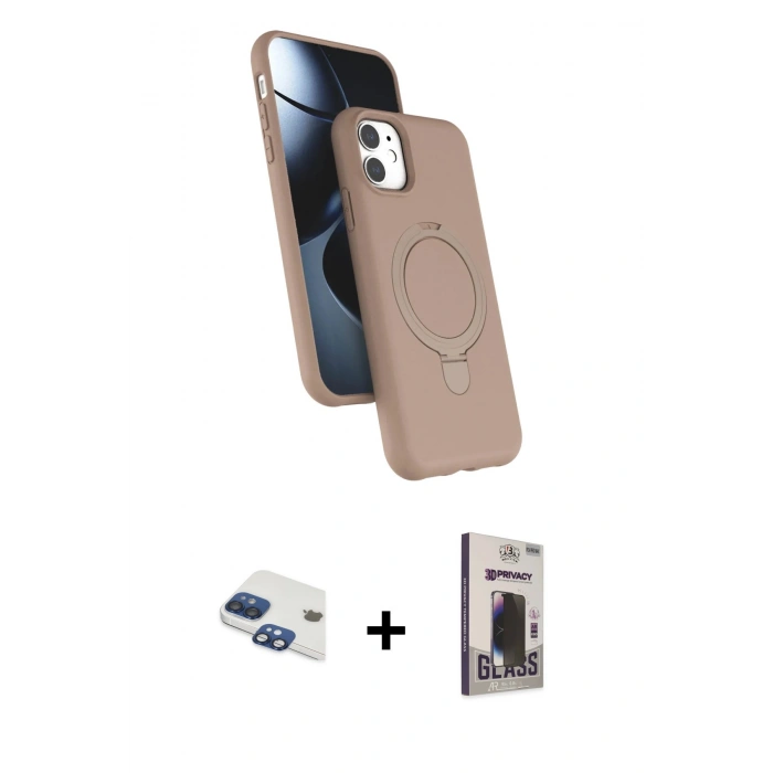 MARSİLYAN™- iPhone 11 Kılıf İz Işık Koleksiyonu - Siyah Bilvis Hayalet Cam Ekran Koruyucu + Pers Alüminyum Kamera Lens - LT