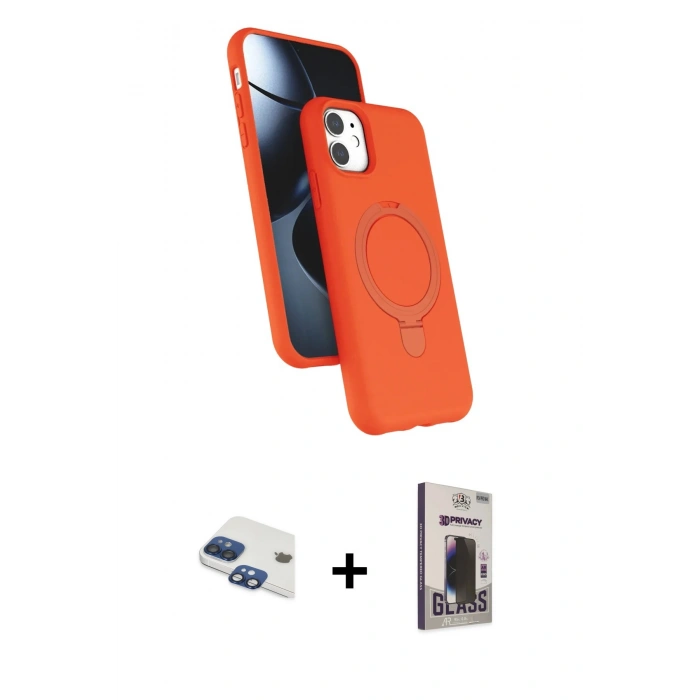 MARSİLYAN™- iPhone 11 Kılıf İz Işık Koleksiyonu - Siyah Bilvis Hayalet Cam Ekran Koruyucu + Pers Alüminyum Kamera Lens - LT