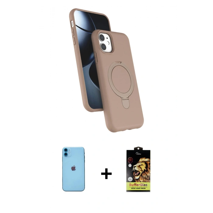 MARSİLYAN™- iPhone 11 Kılıf İz Işık Koleksiyonu - Siyah Buffer Cam Ekran Koruyucu + Neon Fosforlu Kamera Lens - MI