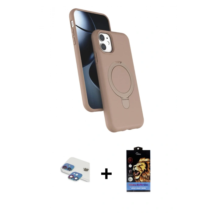 MARSİLYAN™- iPhone 11 Kılıf İz Işık Koleksiyonu - Siyah Buffer Hayalet Cam Ekran Koruyucu + Pers Alüminyum Kamera Lens - GI