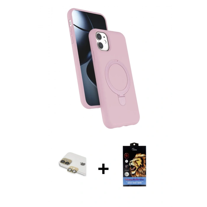MARSİLYAN™- iPhone 11 Kılıf İz Işık Koleksiyonu - Siyah Buffer Hayalet Cam Ekran Koruyucu + Pers Alüminyum Kamera Lens - GD