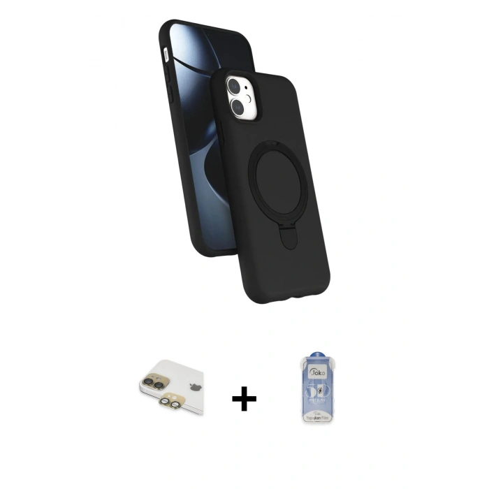 MARSİLYAN™- iPhone 11 Kılıf İz Işık Koleksiyonu - Siyah Joko Magic 5D Cam + Pers Alüminyum Kamera Lens - GD