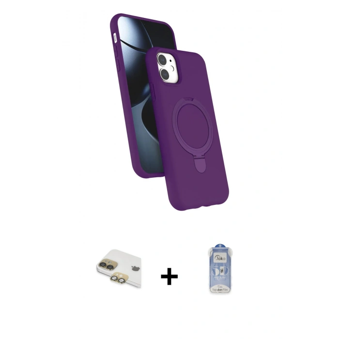 MARSİLYAN™- iPhone 11 Kılıf İz Işık Koleksiyonu - Siyah Joko Magic 5D Cam + Pers Alüminyum Kamera Lens - GD