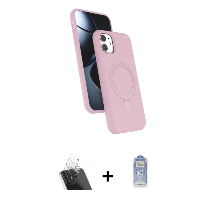 MARSİLYAN™- iPhone 11 Kılıf İz Işık Koleksiyonu - Siyah Joko Magic 5D Cam + Kamera Lens Koruma Cam - SF