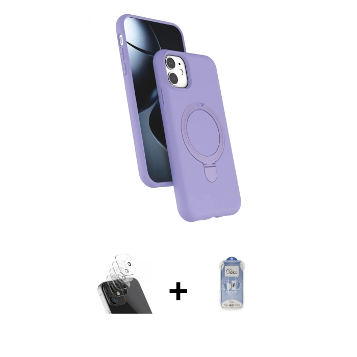 MARSİLYAN™- iPhone 11 Kılıf İz Işık Koleksiyonu - Siyah Joko Magic 5D Cam + Kamera Lens Koruma Cam - SF
