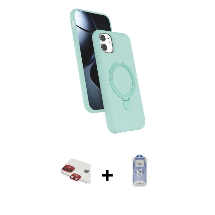 MARSİLYAN™- iPhone 11 Kılıf İz Işık Koleksiyonu - Siyah Joko Magic 5D Cam + Pers Alüminyum Kamera Lens - KI