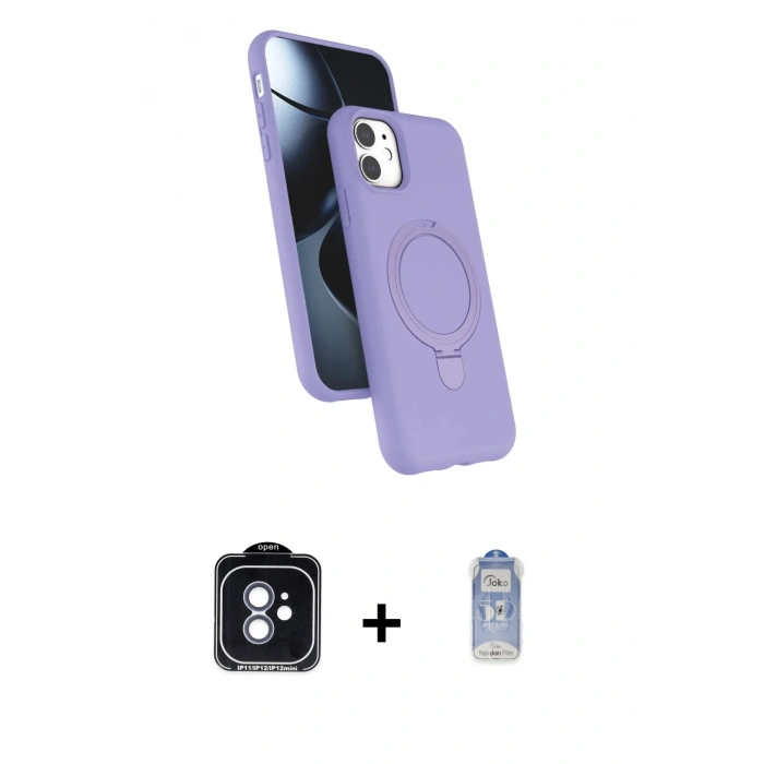 MARSİLYAN™- iPhone 11 Kılıf İz Işık Koleksiyonu - Siyah Joko Magic 5D Cam + PVD Metal Kamera Lens - MI