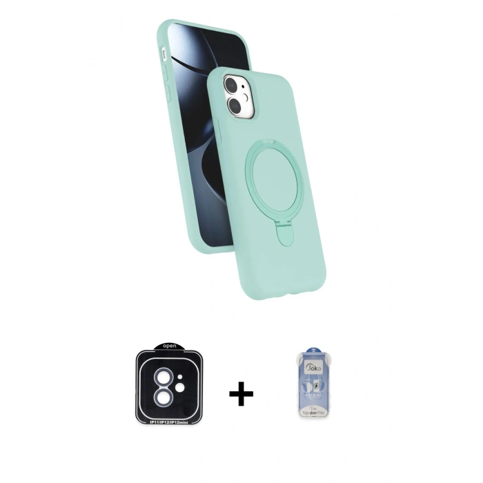 MARSİLYAN™- iPhone 11 Kılıf İz Işık Koleksiyonu - Siyah Joko Magic 5D Cam + PVD Metal Kamera Lens - MI