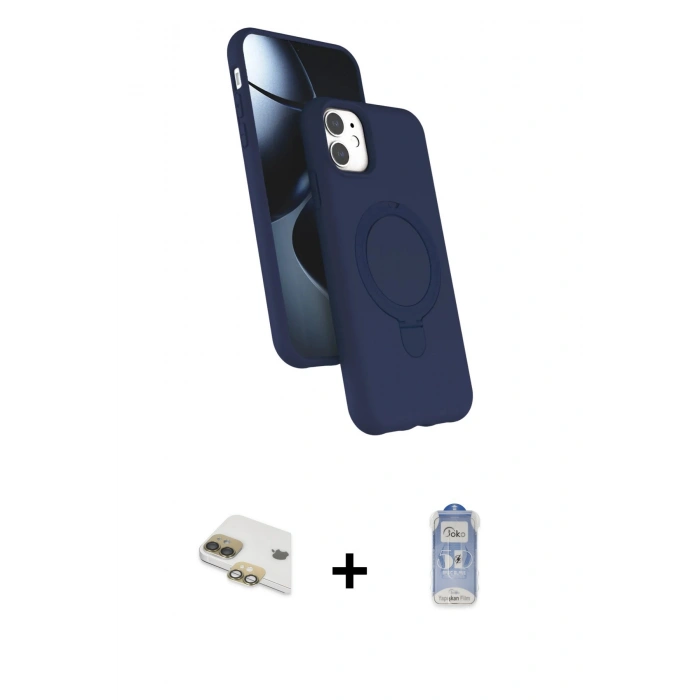 MARSİLYAN™- iPhone 11 Kılıf İz Işık Koleksiyonu - Siyah Joko Magic 5D Cam + Pers Alüminyum Kamera Lens - GD