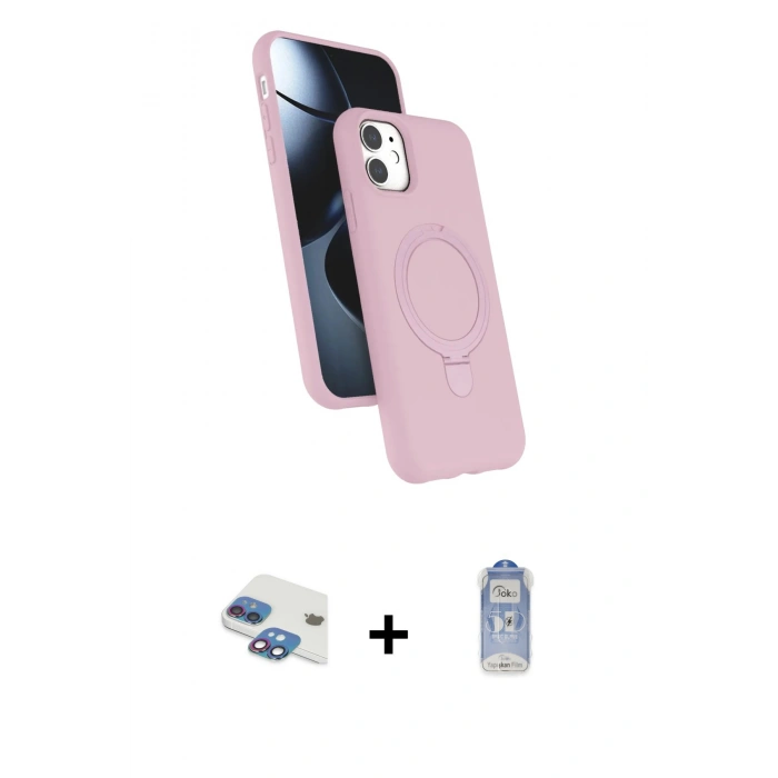 MARSİLYAN™- iPhone 11 Kılıf İz Işık Koleksiyonu - Siyah Joko Magic 5D Cam + Pers Alüminyum Kamera Lens - GI