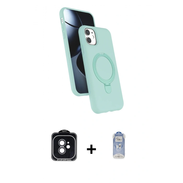 MARSİLYAN™- iPhone 11 Kılıf İz Işık Koleksiyonu - Siyah Joko Magic 5D Cam + PVD Metal Kamera Lens - SH