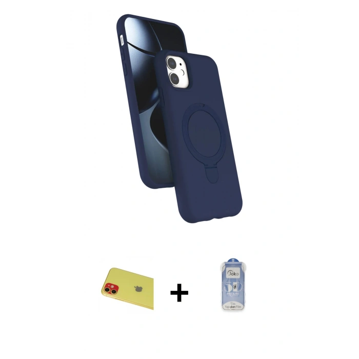 MARSİLYAN™- iPhone 11 Kılıf İz Işık Koleksiyonu - Siyah Joko Magic 5D Cam + Rainbow Kamera Lens Koruma Cam - KI