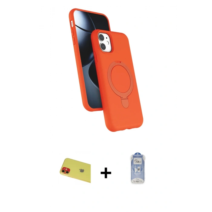 MARSİLYAN™- iPhone 11 Kılıf İz Işık Koleksiyonu - Siyah Joko Magic 5D Cam + Rainbow Kamera Lens Koruma Cam - KI
