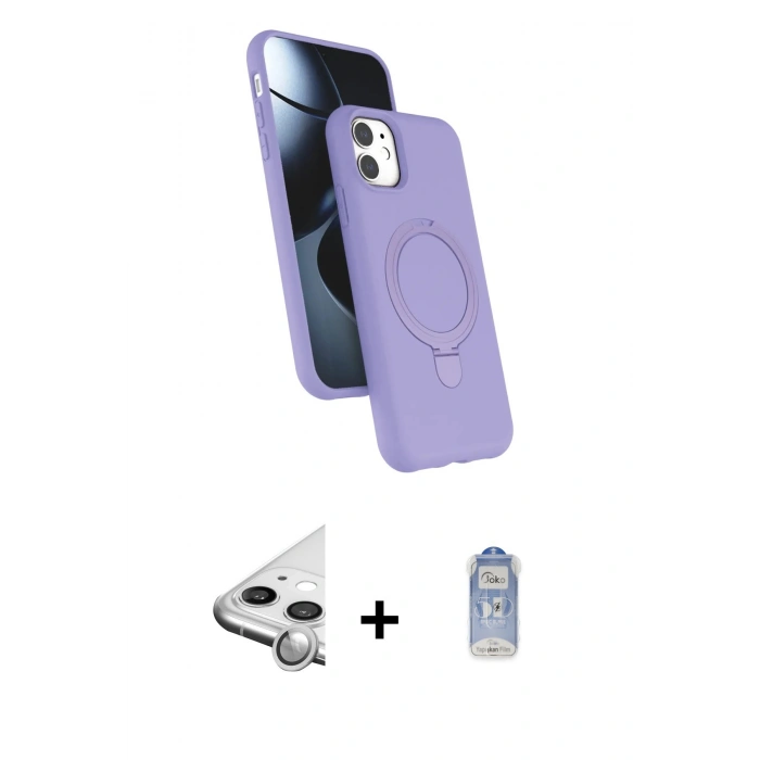 MARSİLYAN™- iPhone 11 Kılıf İz Işık Koleksiyonu - Siyah Joko Magic 5D Cam + Raze Metal Kamera Lens - GS