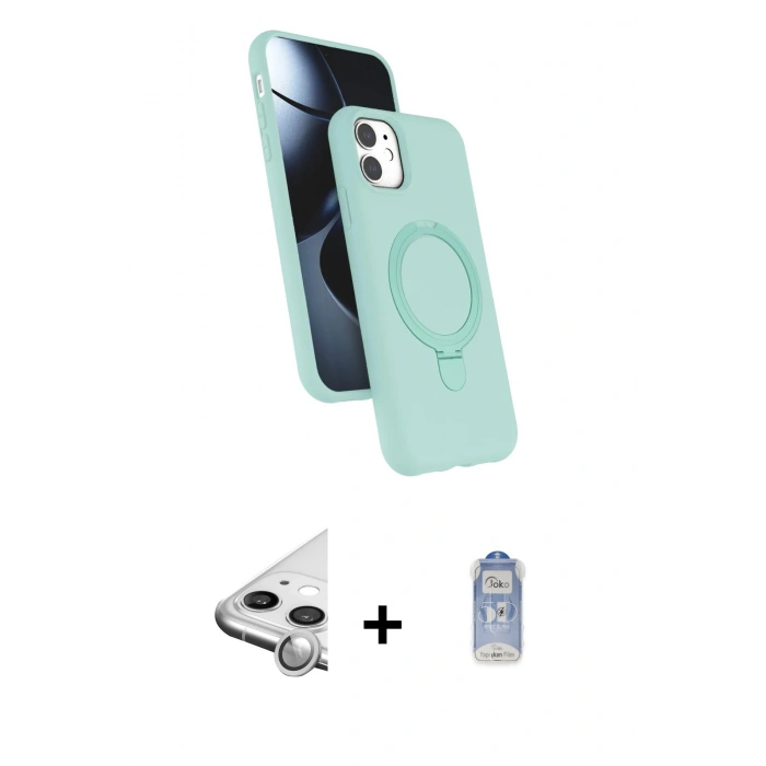 MARSİLYAN™- iPhone 11 Kılıf İz Işık Koleksiyonu - Siyah Joko Magic 5D Cam + Raze Metal Kamera Lens - GS