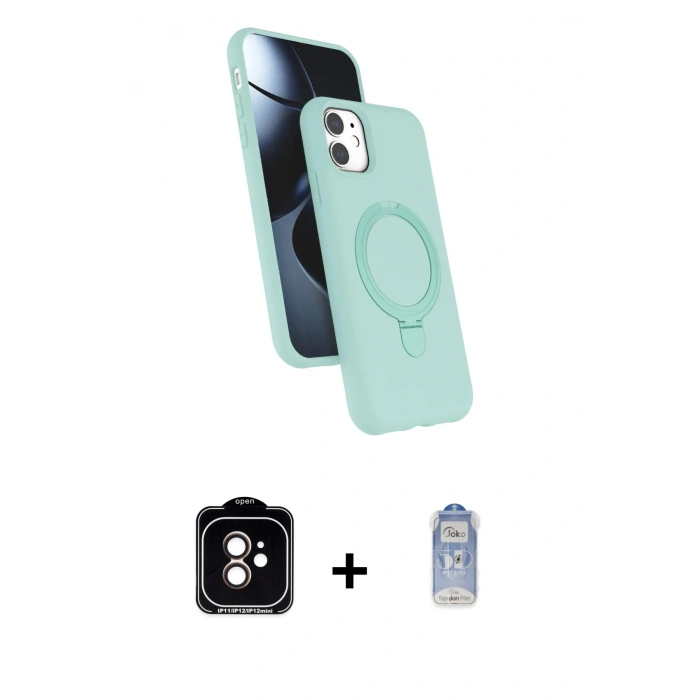 MARSİLYAN™- iPhone 11 Kılıf İz Işık Koleksiyonu - Siyah Joko Magic 5D Cam + PVD Metal Kamera Lens - TU