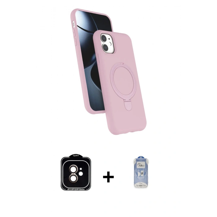 MARSİLYAN™- iPhone 11 Kılıf İz Işık Koleksiyonu - Siyah Joko Magic 5D Cam + PVD Metal Kamera Lens - TU