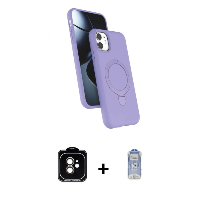 MARSİLYAN™- iPhone 11 Kılıf İz Işık Koleksiyonu - Siyah Joko Magic 5D Cam + PVD Metal Kamera Lens - TU
