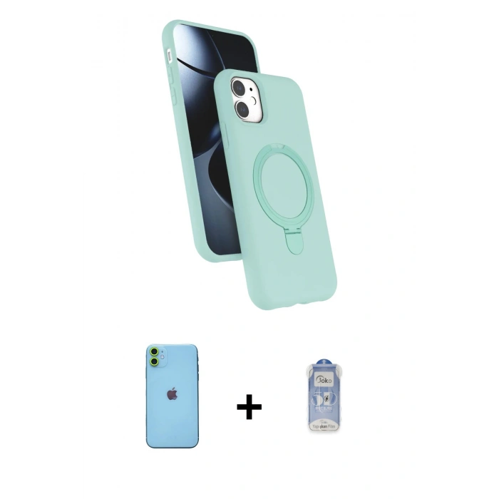 MARSİLYAN™- iPhone 11 Kılıf İz Işık Koleksiyonu - Siyah Joko Magic 5D Cam + Neon Fosforlu Kamera Lens - YL