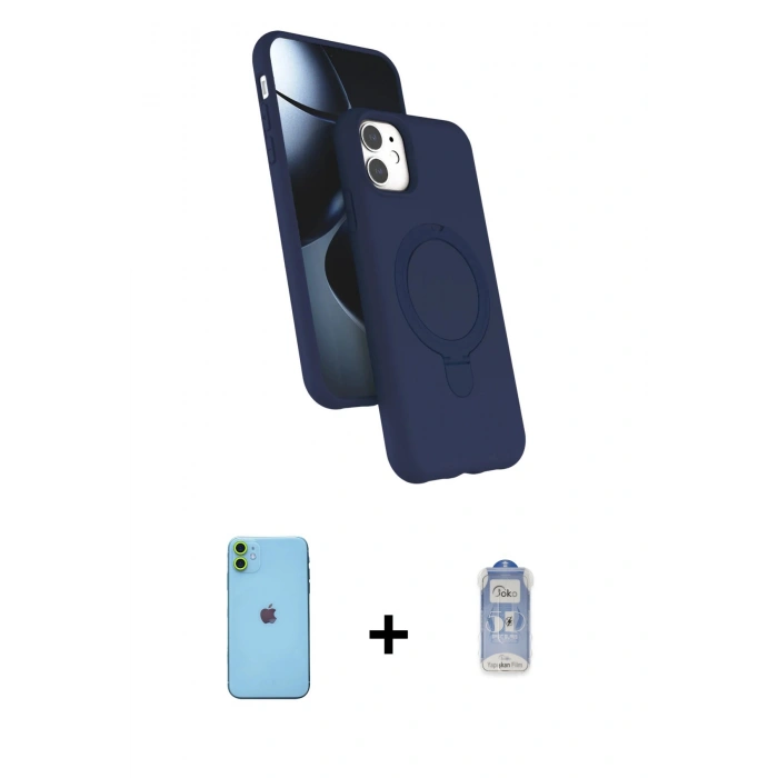 MARSİLYAN™- iPhone 11 Kılıf İz Işık Koleksiyonu - Siyah Joko Magic 5D Cam + Neon Fosforlu Kamera Lens - YL